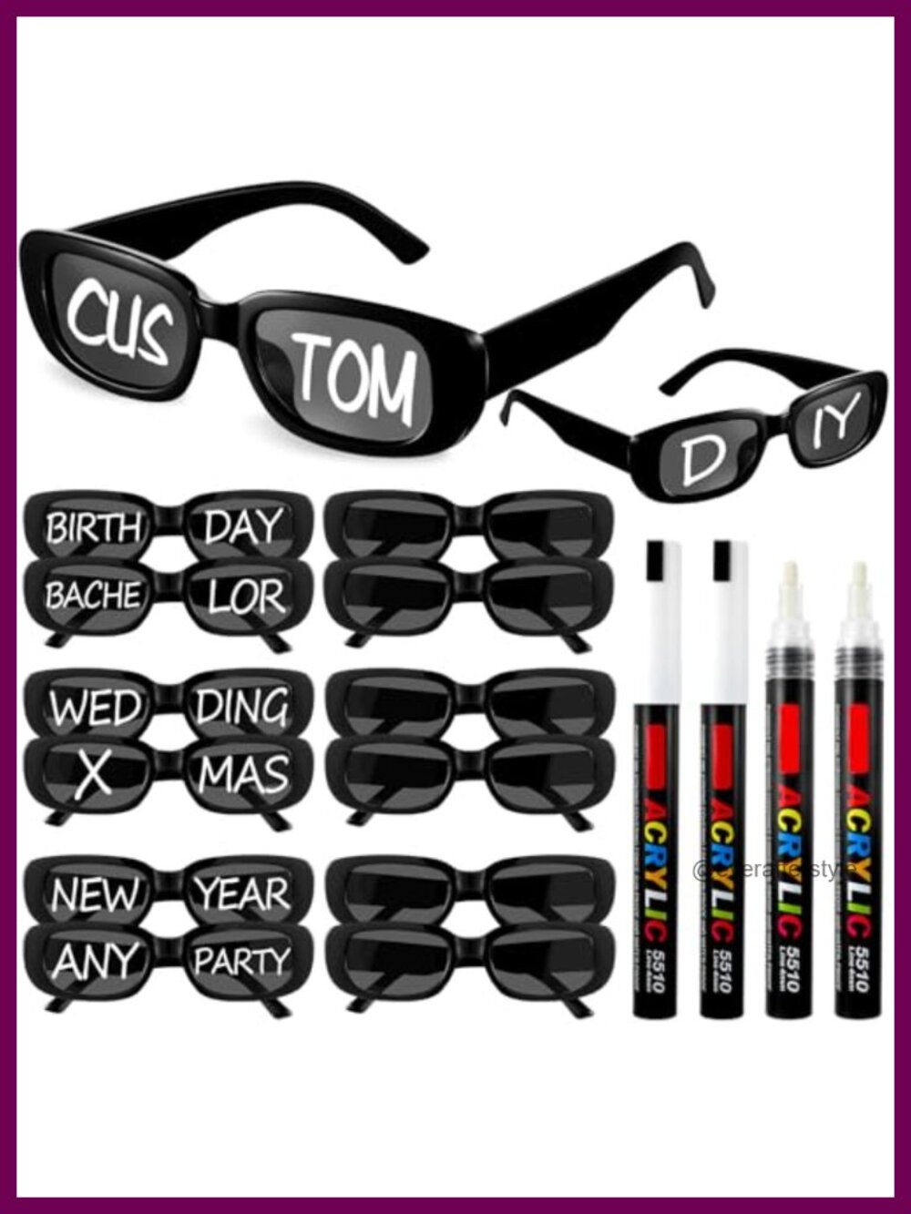 Personalized DIY Retro Sunglasses Set with Marker Pens Party Favors